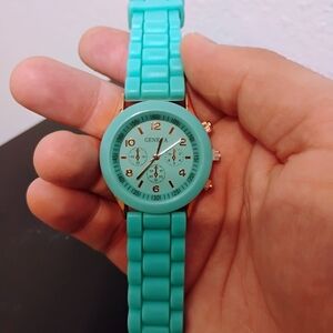 Geneva Turquoise Watch with Gold Accents